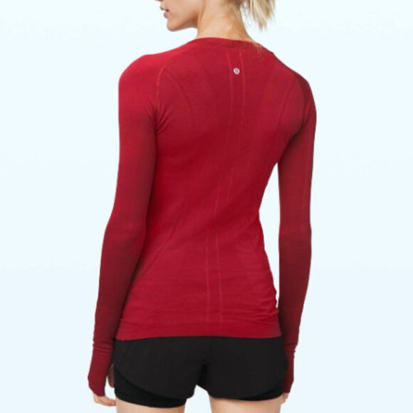 Lululemon Swifty Tech Long Sleeve Top Hip Length Prep Red Size 12 - Picture 1 of 6